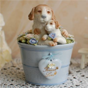 陶瓷狗狗母子款八音盒音乐盒母亲节创意礼物送妈妈宝宝诞生纪念品特别