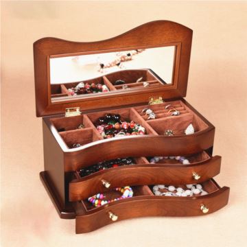 木质带锁珠宝首饰盒公主欧式韩版复古创意结婚情人节母亲节礼物送女生女友