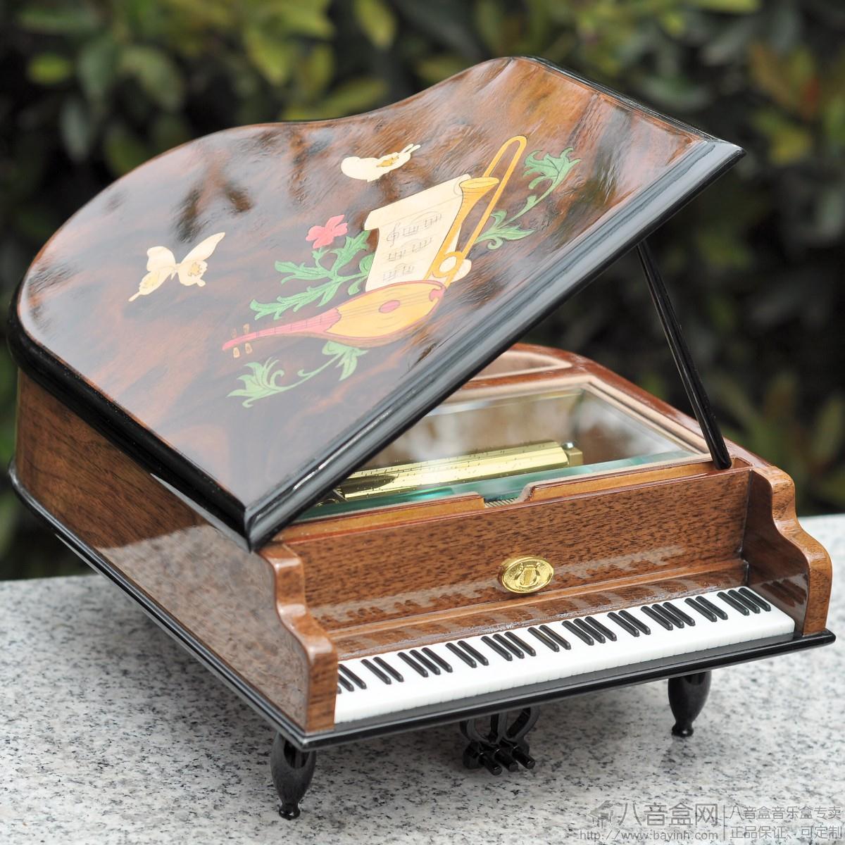 雷曼士50音木质钢琴音乐盒八音盒首饰盒Y50M8高档创意送女生日礼物精品 