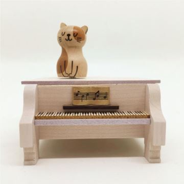 Jeancard台湾木质猫咪手摇钢琴音乐盒八音盒创意生日情人节礼物