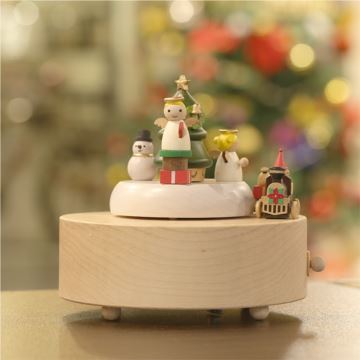 Jeancard台湾木质旋转天使音乐盒八音圣诞节创意礼物送男女朋友