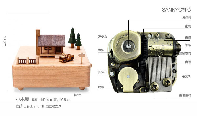木工八音盒设计图图片